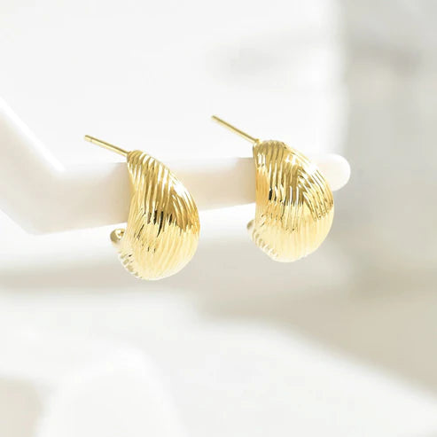Niche Women's Ear Studs Geometric Pleated Lines